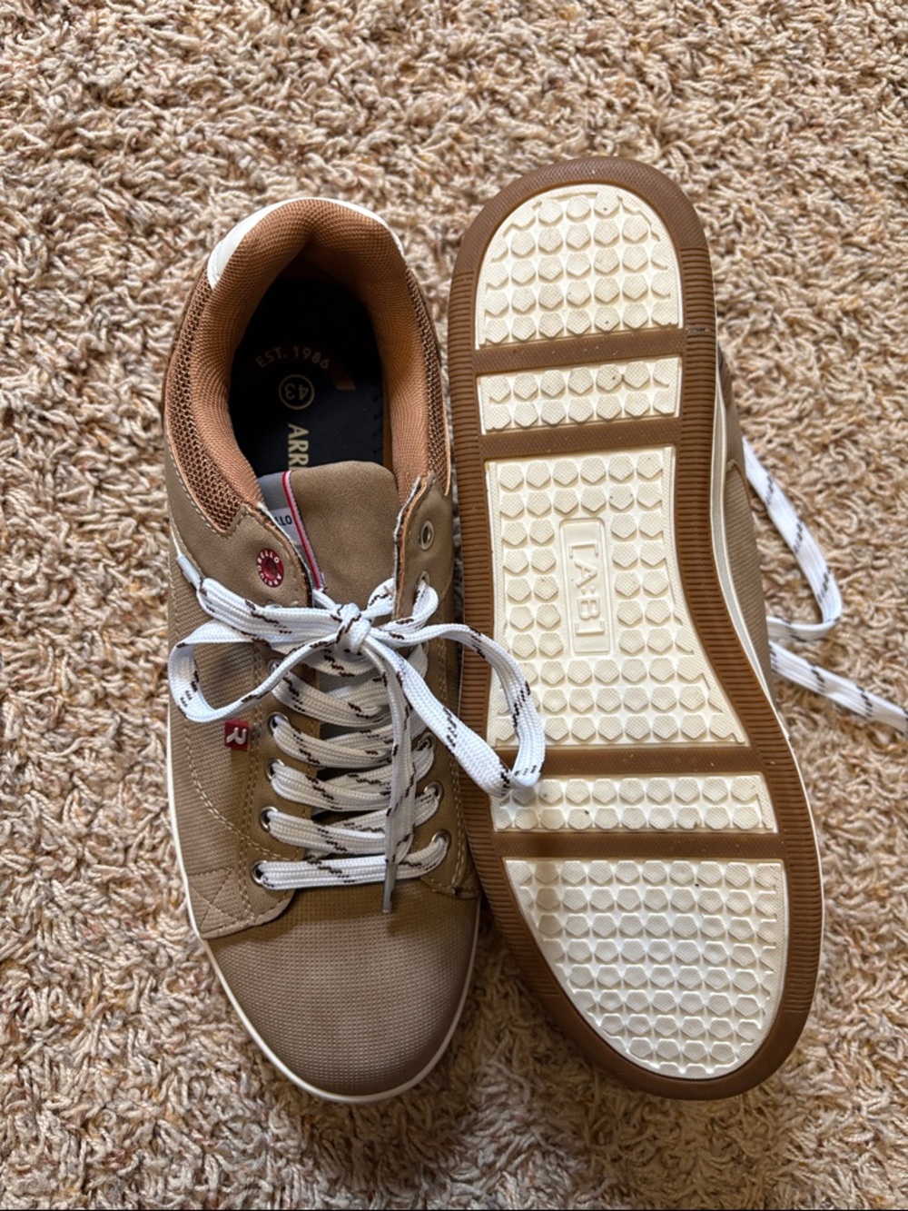 Men’s Arrigo Bello Tan Canvas Low-Top Lace-Up Sneakers